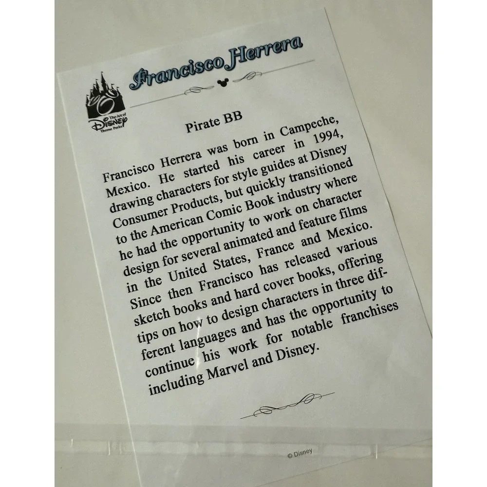 2025 Disney‎ Parks Pirate BB Beak Barrel Parrot Print Francisco Herrera 14x14